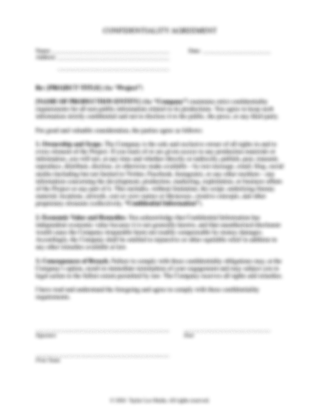 Confidentiality Agreement