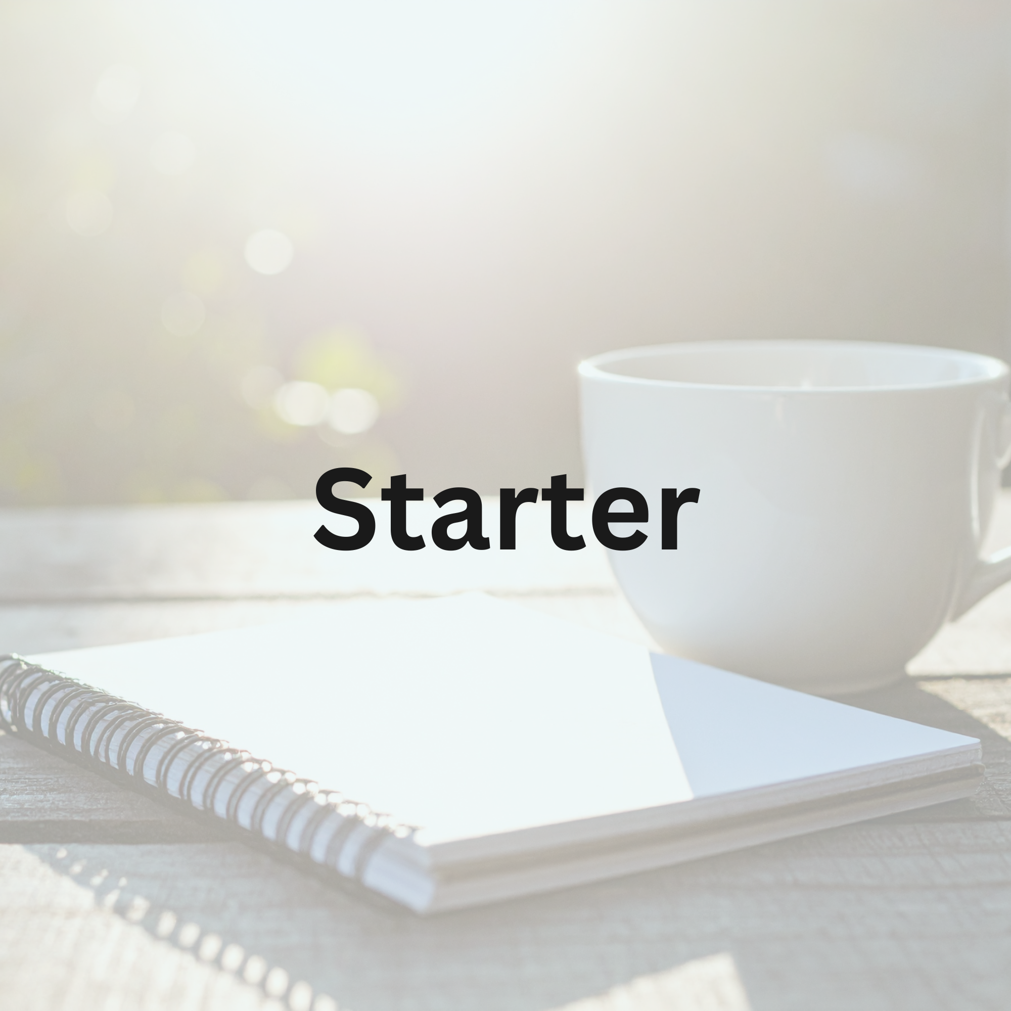 A white coffee mug, a spiral notebook, and a pen on a wooden surface near a window with sunlight