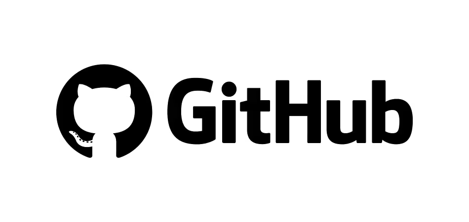 GitHub logo with a black cat silhouette inside a circle and the text 'GitHub' in bold black letters.