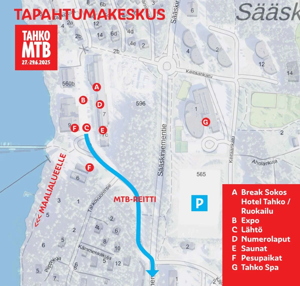 Kartta, joka sisältää pyöräilyreittejä.