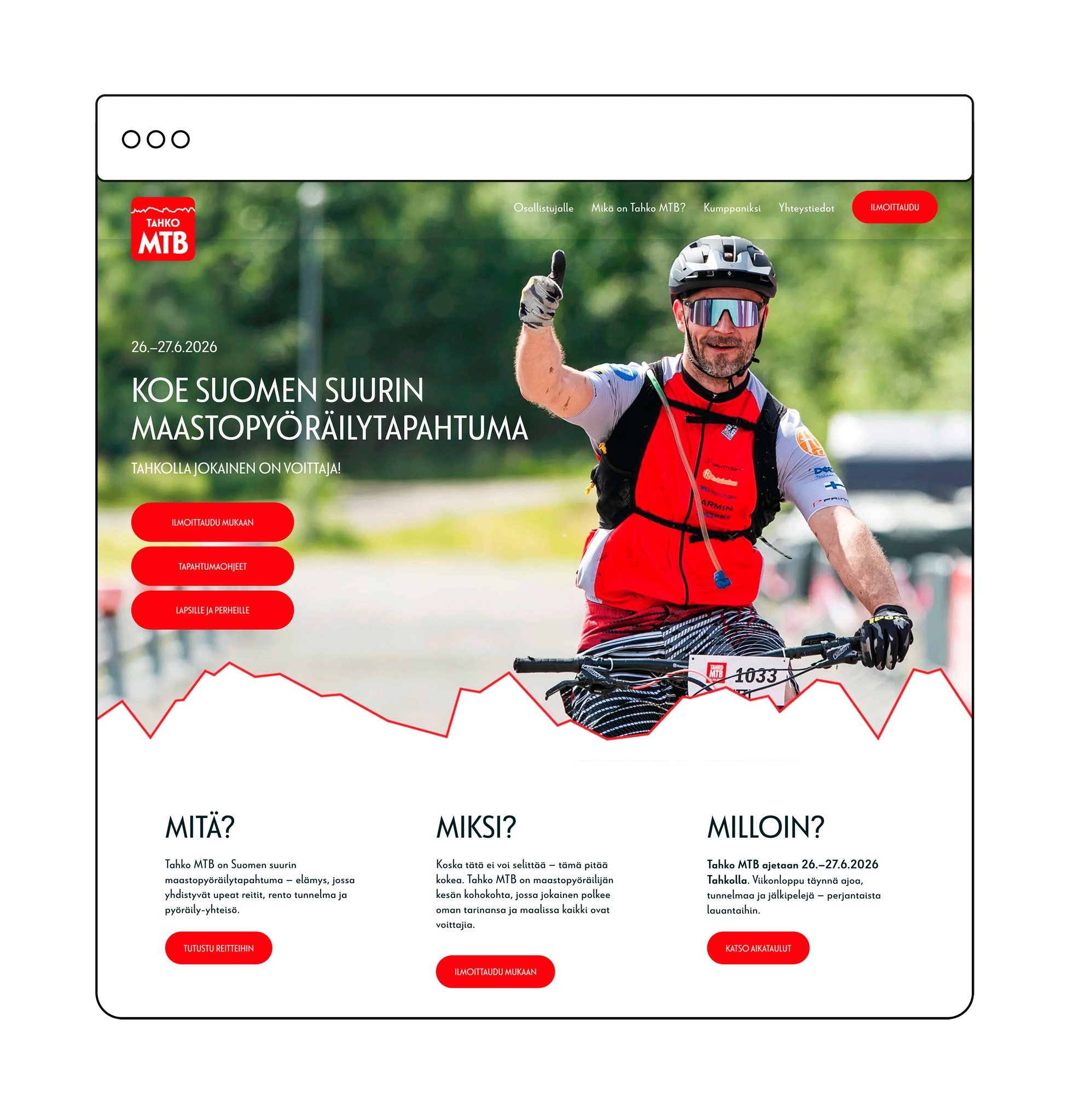 Woop woop! Tahko MTB:n nettisivut on uudistettu.🔥 Me ollaan superinnoissaan,  mutta teille ne on tehty, joten oispa kiva kuulla, mit&auml; tykk&auml;&auml;tte.🤩🚴&zwj;♀️ Tutkikaa ja kertokaa! Jos l&ouml;yd&auml;t sivustolta oman kuvasi, saat Tahko 