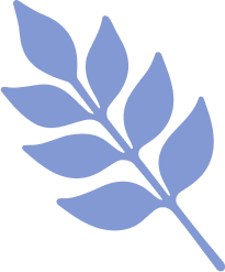 Blue silhouette of a fern leaf.