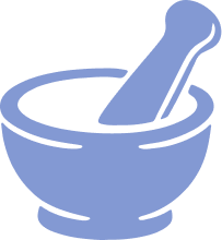 Blue mortar and pestle