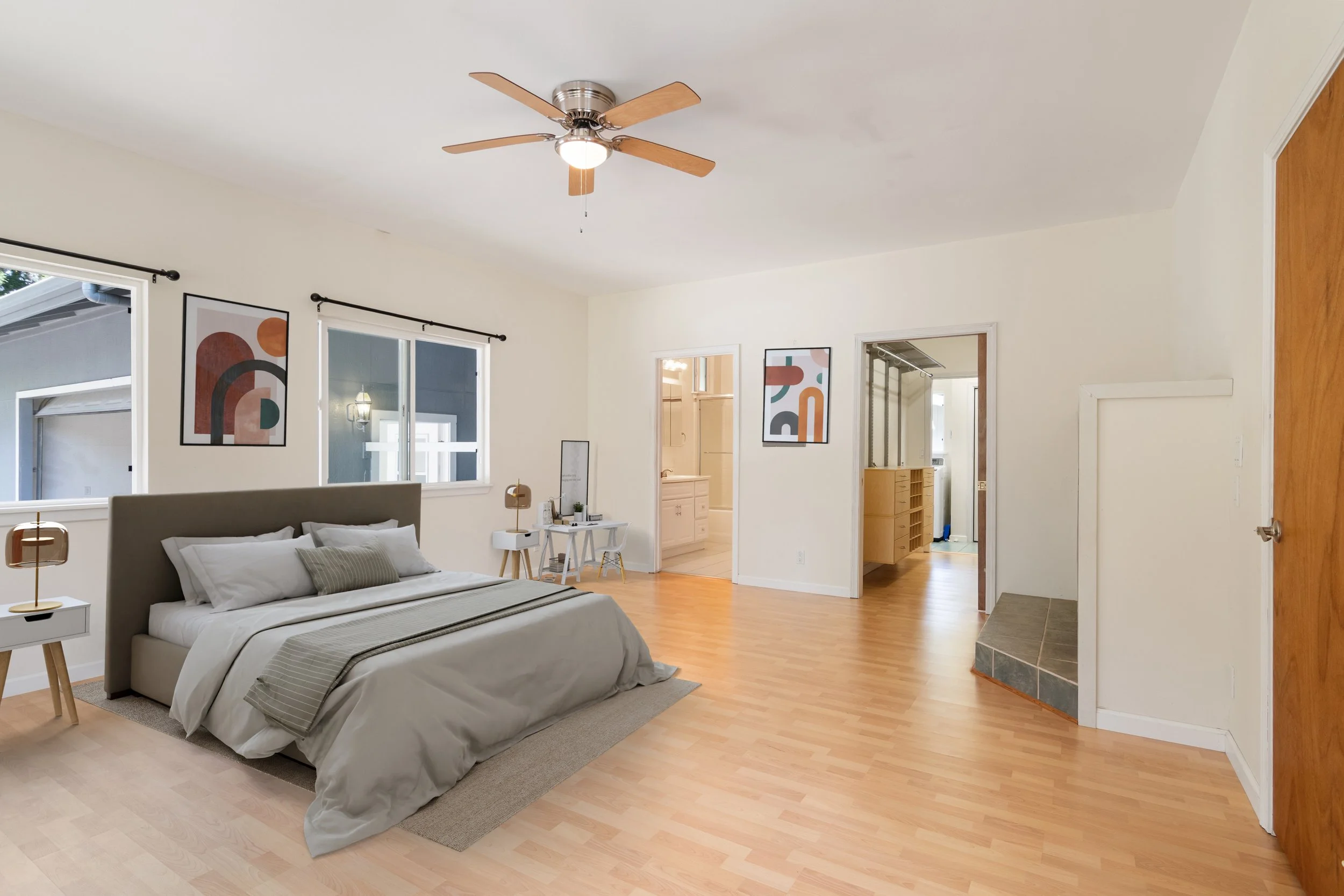 Virtual staging great room Volcano Hawaii home