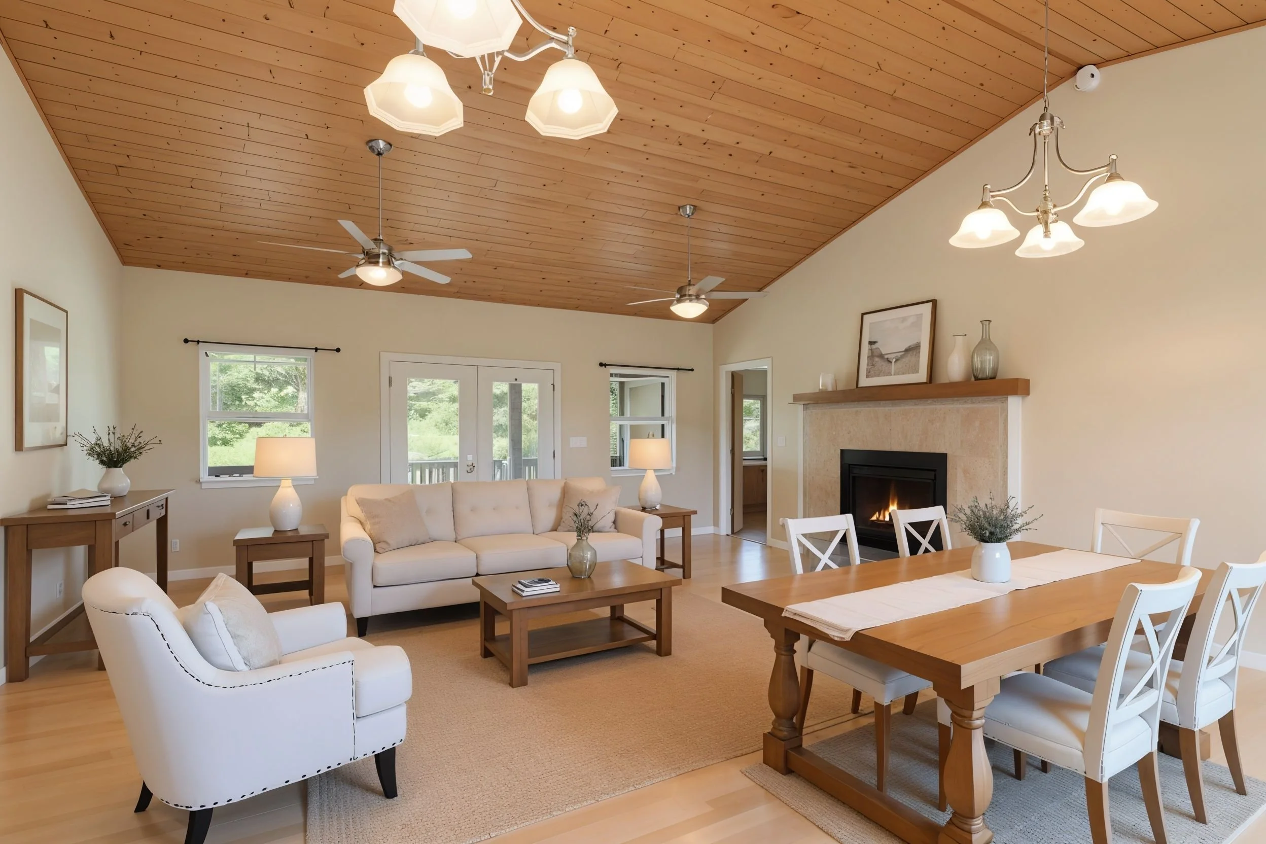 Virtual staging great room Volcano Hawaii home