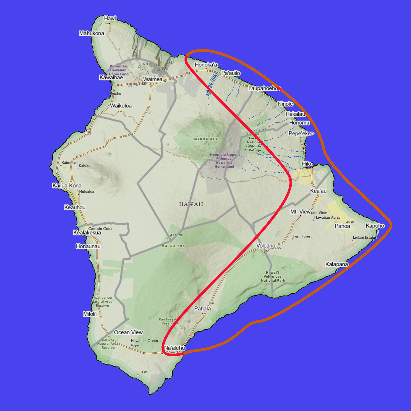 East Hawaii Coverage: Hilo, Keaau. Pahoa. Kalapana, Naalehu, Mountain View, Volcano, Honokaa and surrounding communities