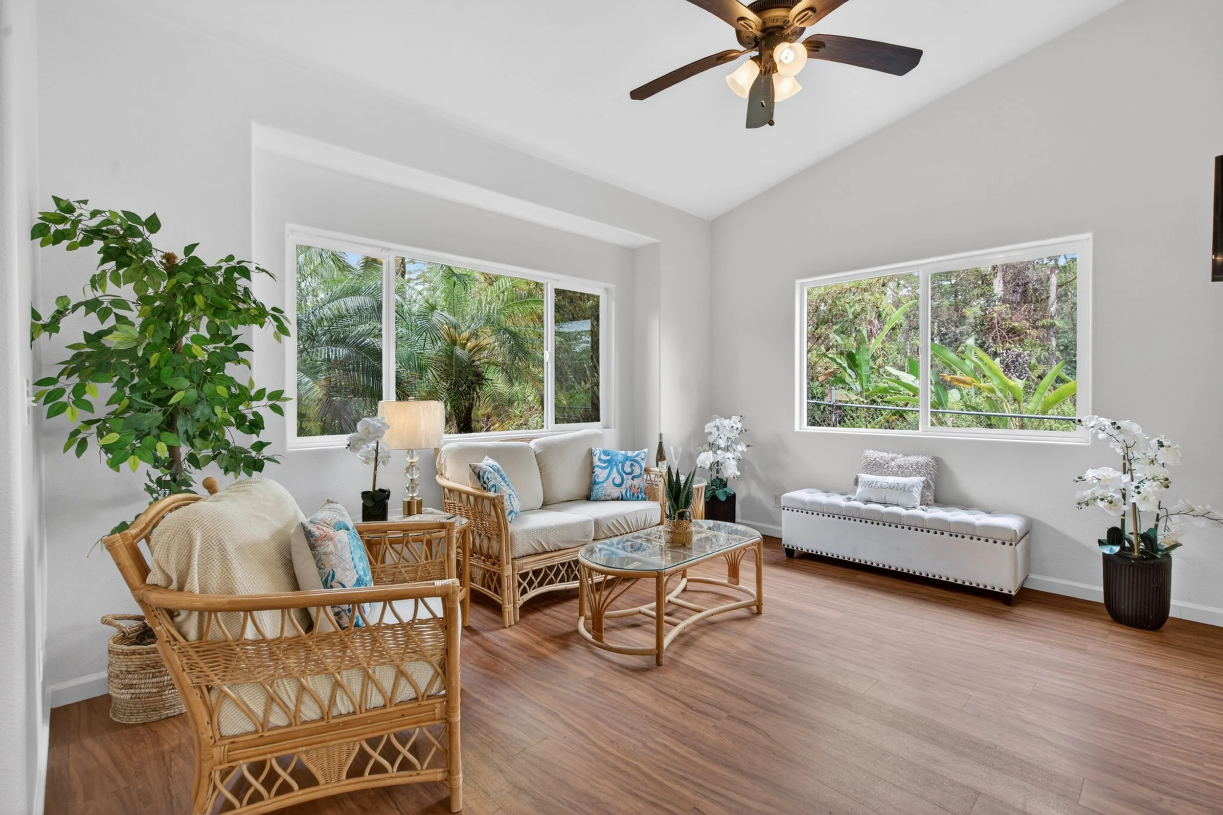 Open living space natural light Pahoa Hawaii home