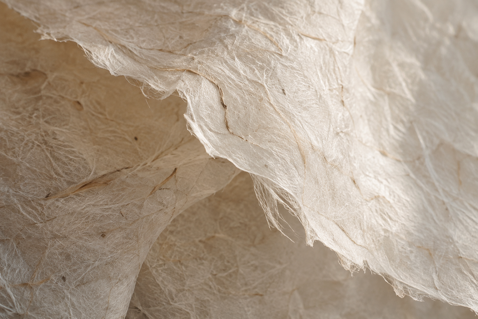 Carta naturale artigianale in fibre di gelso e seta per interventi artistici, Bacialarte