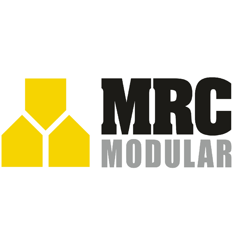 Logo with three yellow geometric shapes and the text 'MRC MODULAR' in bold black and gray letters.