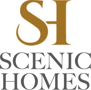 Logo for Scenic Homes with a stylized 'SH' in gold and 'Scenic Homes' in black text.