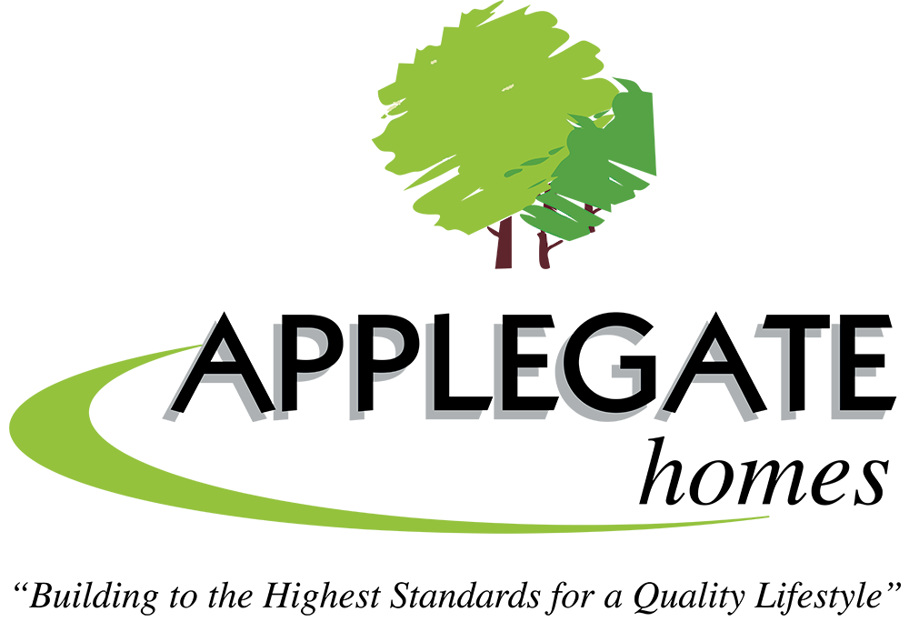 Logo of Applegate featuring a green apple with a brown stem above the text 'Applegate' in grey and black font.