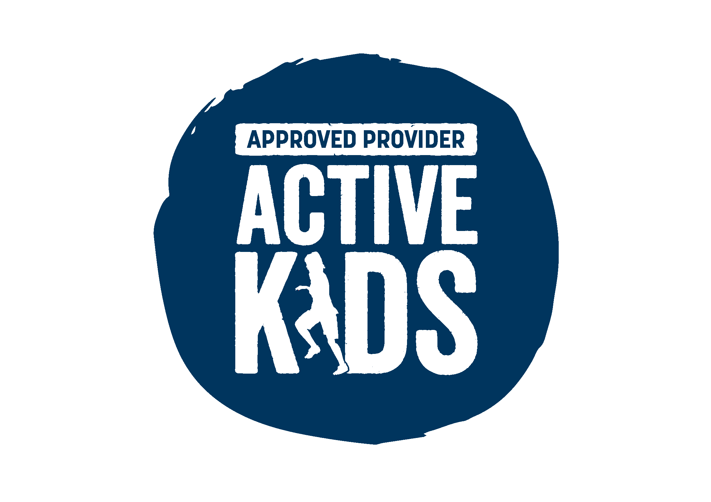 Blue badge with white text reading "Approved Provider" and "Active Kids".