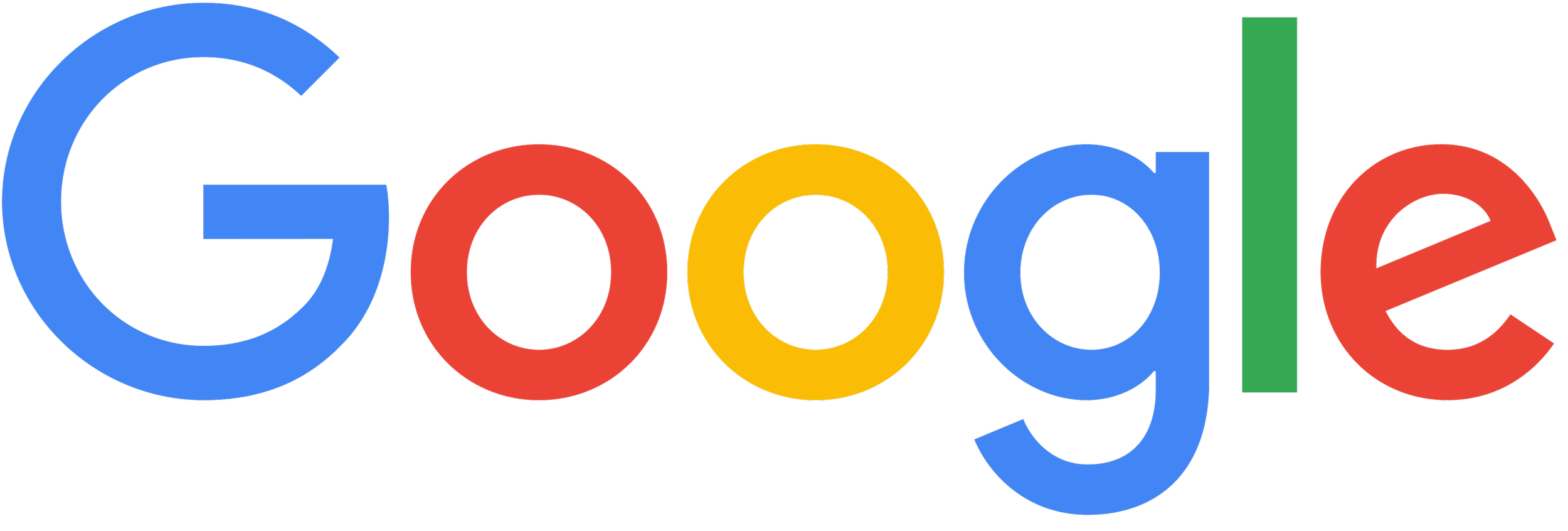 Colorful Google logo with stylized letters and a multicolored vertical line.