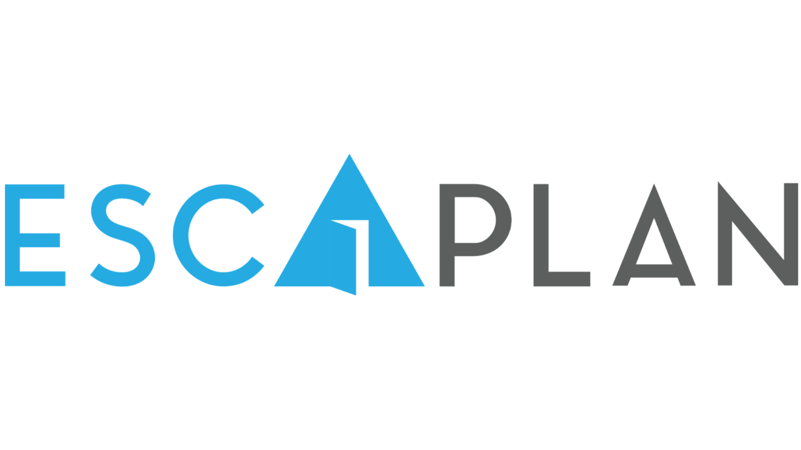 EscaPlan logo with black, blue and gray text and a stylized blue triangle as the letter 'A'