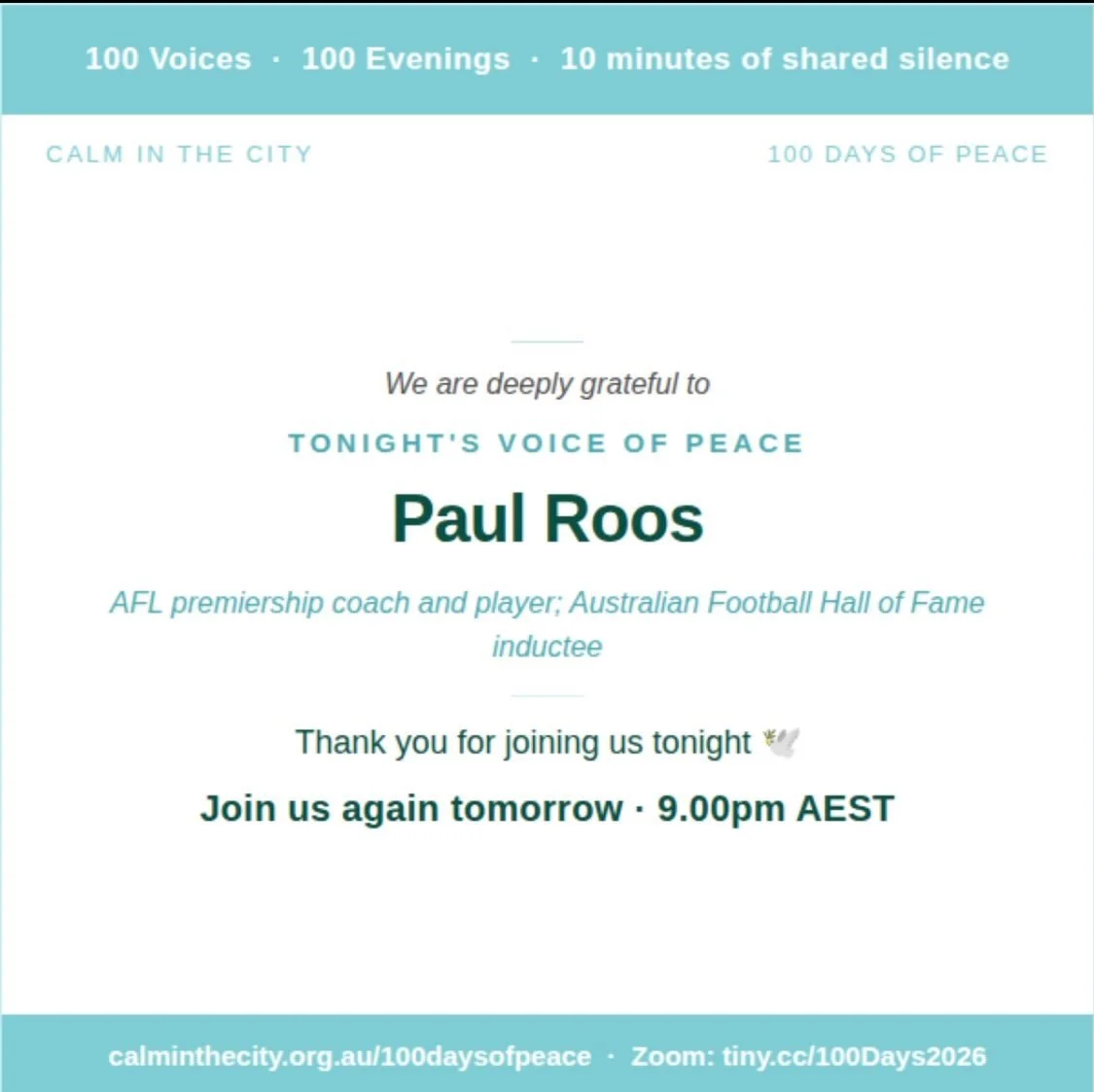 See you tomorrow night #paulroos #100days2026 @paulroos1