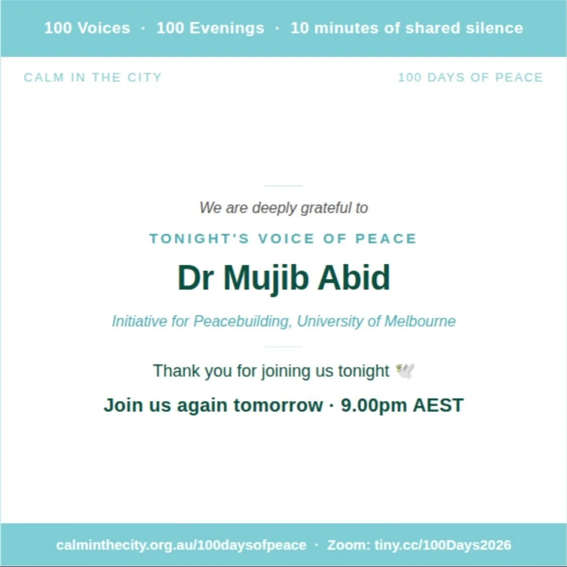 See you tomorrow night #mujibabid #100days2026