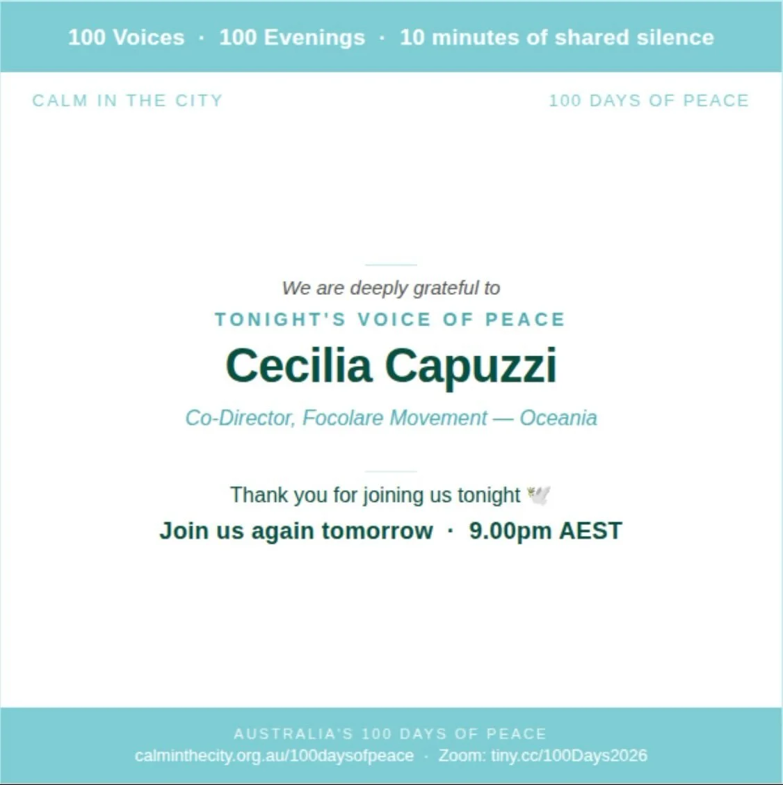 See you tomorrow night #ceciliacapuzzi #100days2026