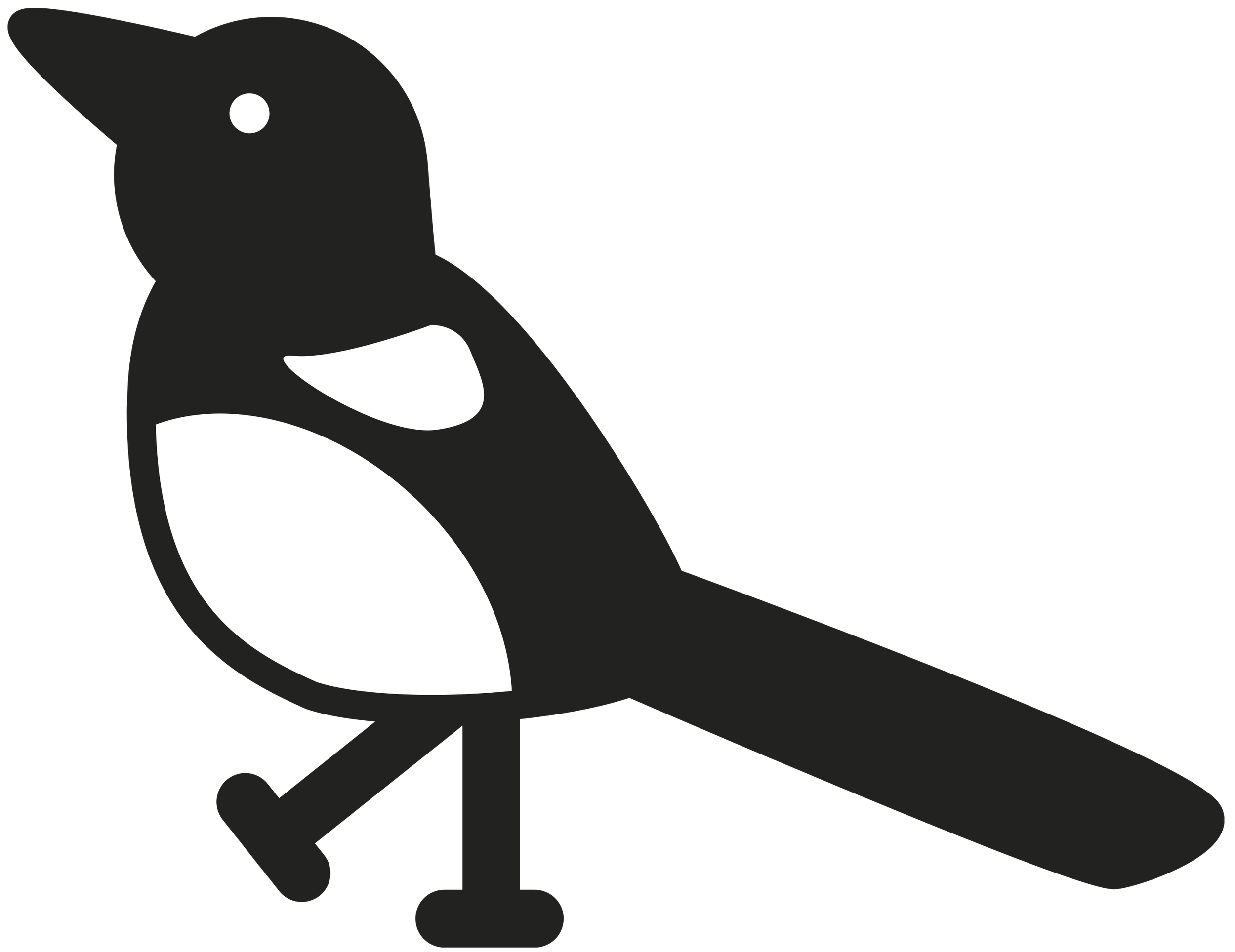 Simple illustration of a magpie. Magpie logo, from A Mischief of Magpies - Studio branding