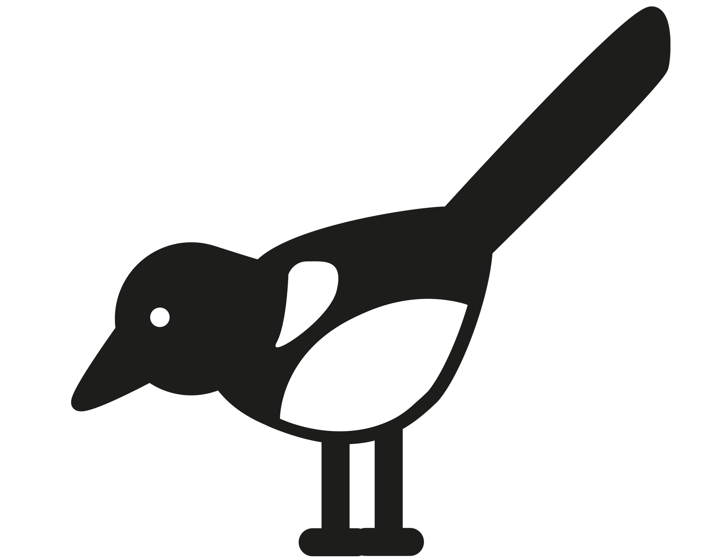 Silhouette of a bird standing on a branch, depicted in black and white.