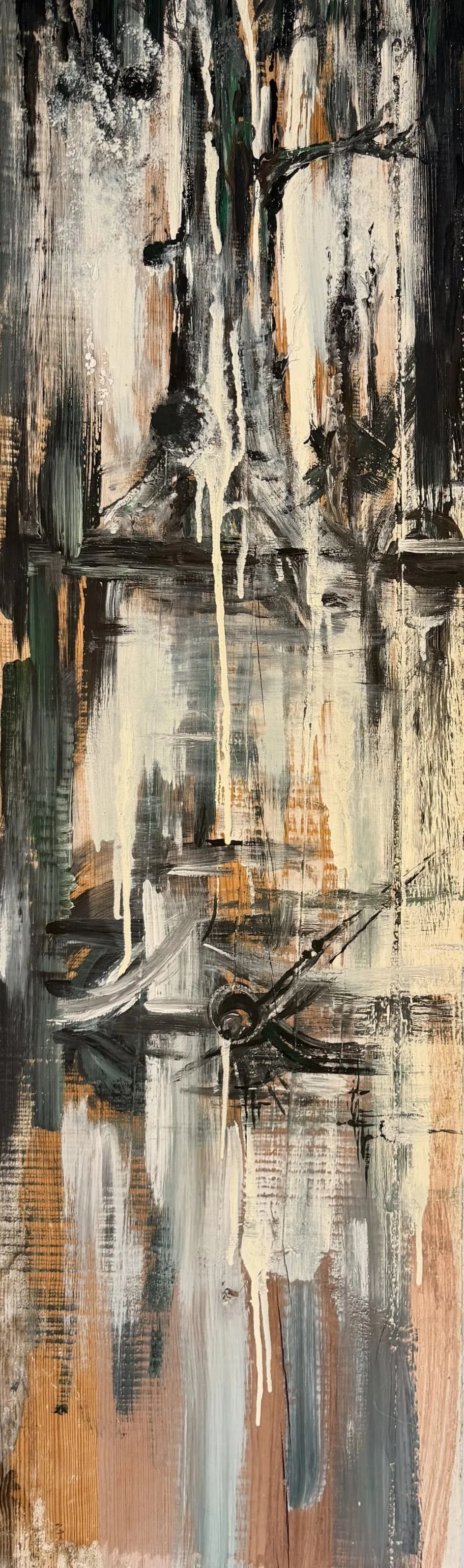 werlseeträne 

Mixed media auf Massivholz Märkische Kiefer 
Original 129 x 33 x 3 cm