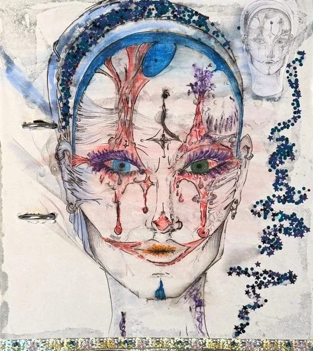 "therapieordner" 2023 Kunstdruck mit Glitzer und Filzstift Original 29 x 31 cm