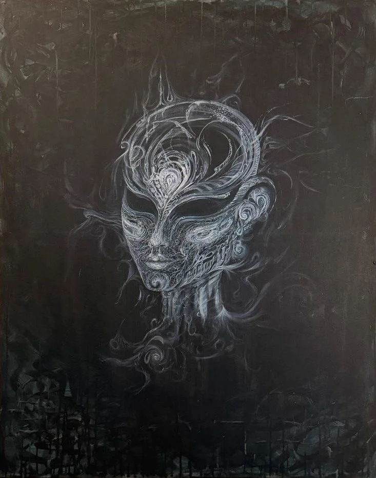 "mind into matter" | 2025 | Acryl auf Leinwand | Original 80 x 100 x  1,5 cm | Ein Werk über das unpersönliche Bewusstsein. Inspiriert durch Joseph Benners "Das unpersönliche Leben", visualisiert dieses Bild den Moment, in dem das universelle „ICH BI