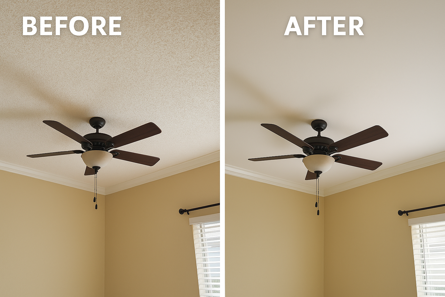 Popcorn removal before and after