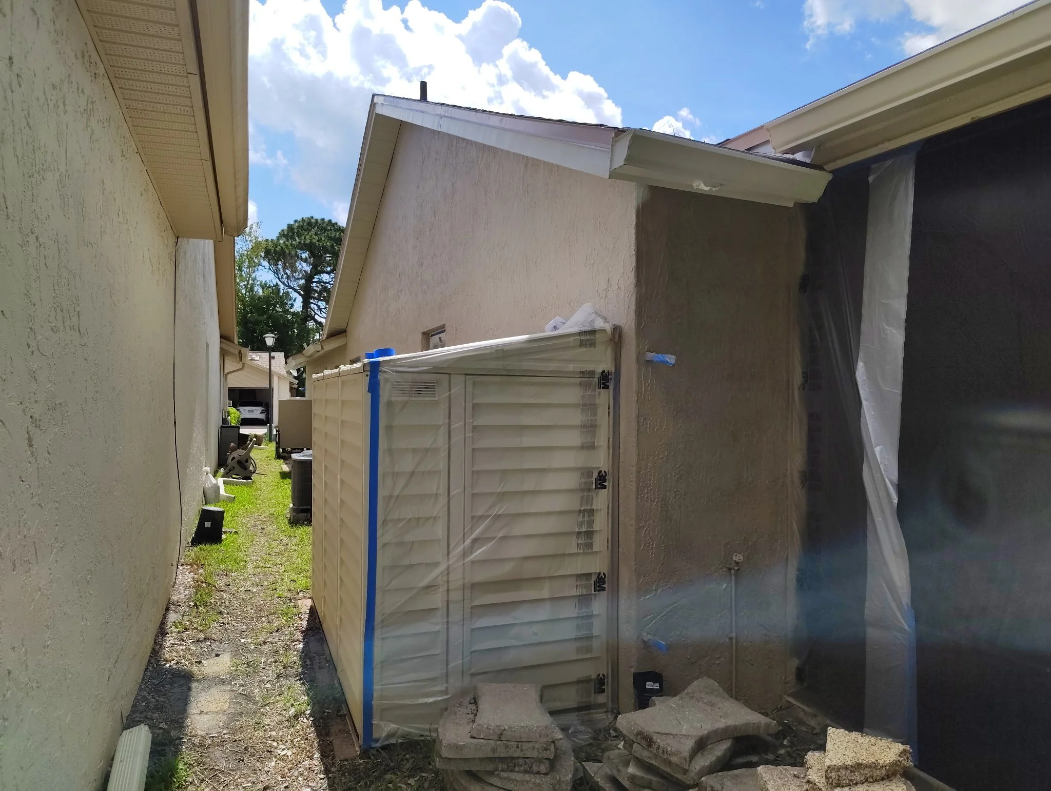 Exterior Wall and Patio Screen Area