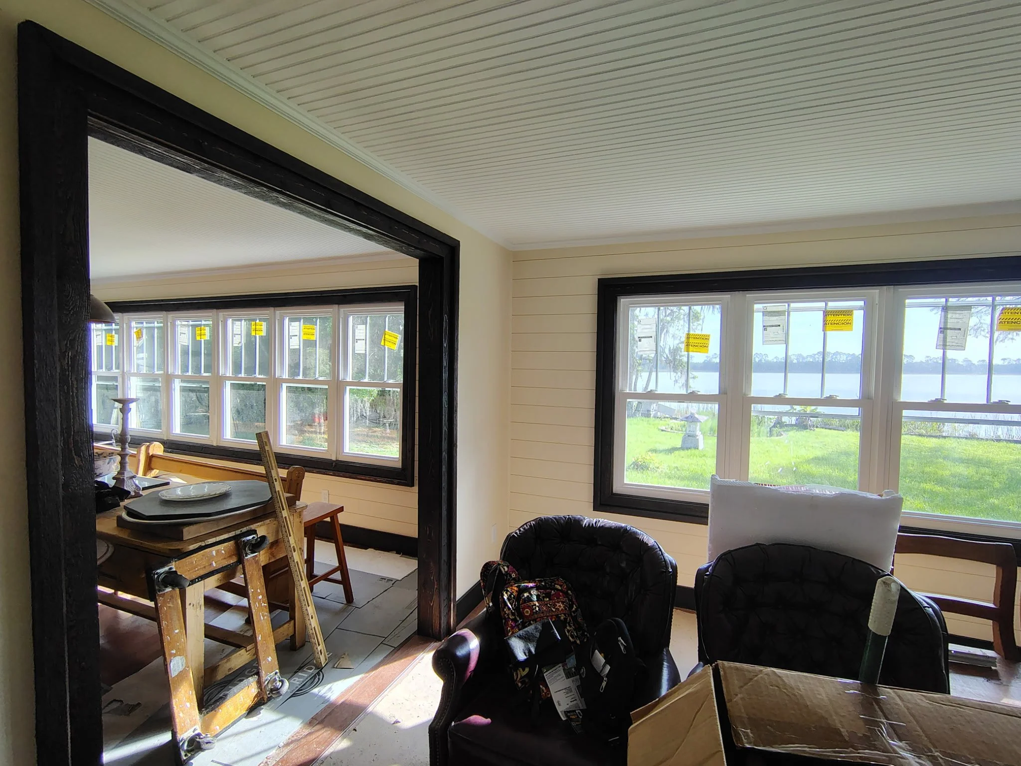 Dark Window Trim and Interior Room
