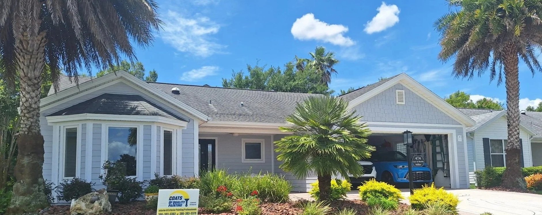 Exterior gray house with natural sunlight