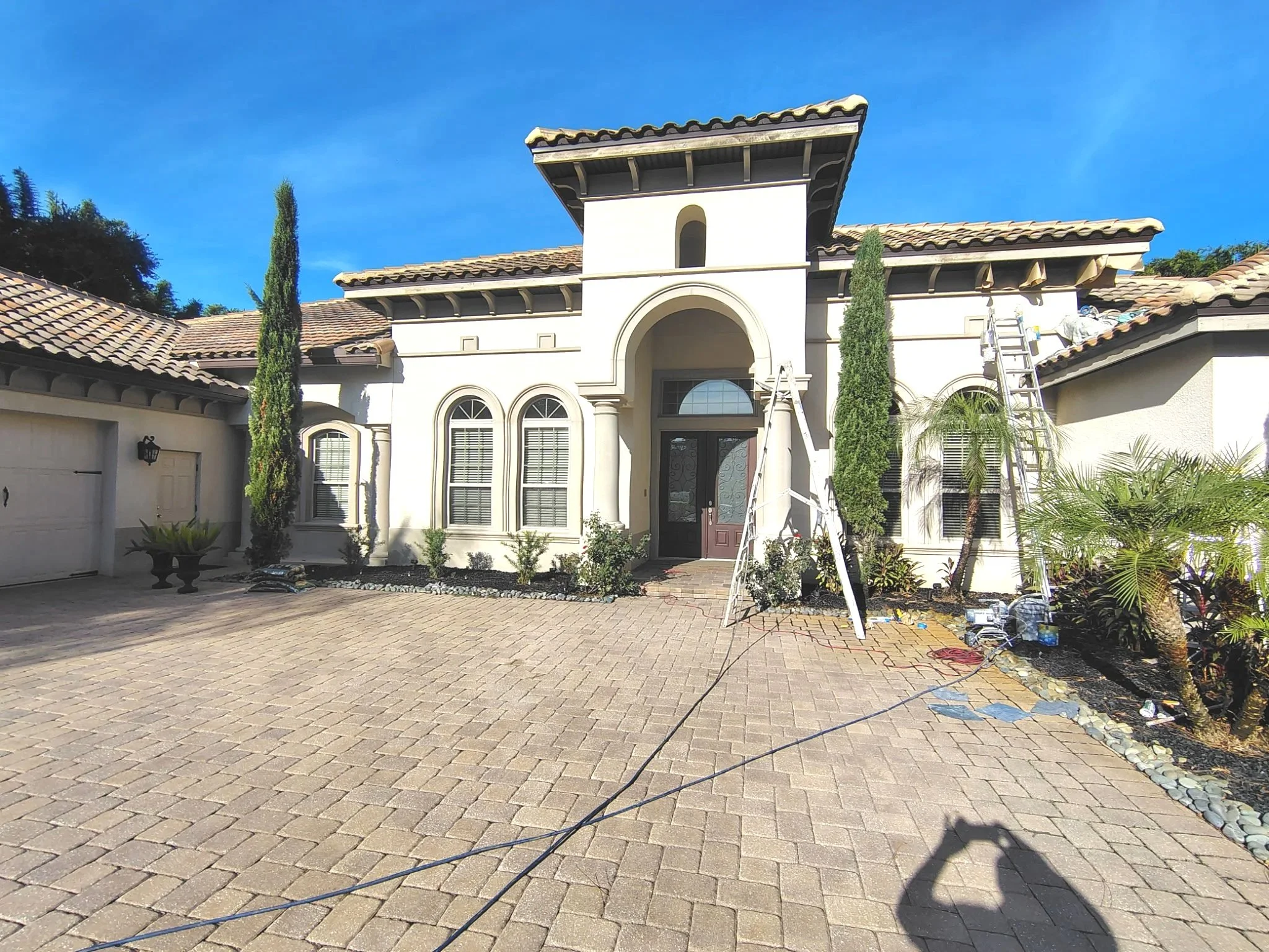 Full front view of Sanford FL home during exterior painting project