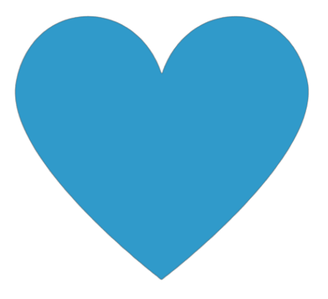 A large blue heart symbol against a transparent background.