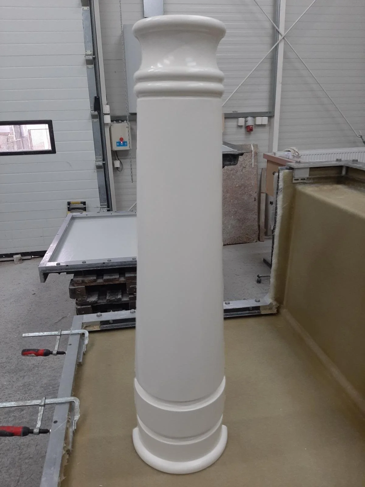 White decorative pillar made from fiberglass composites