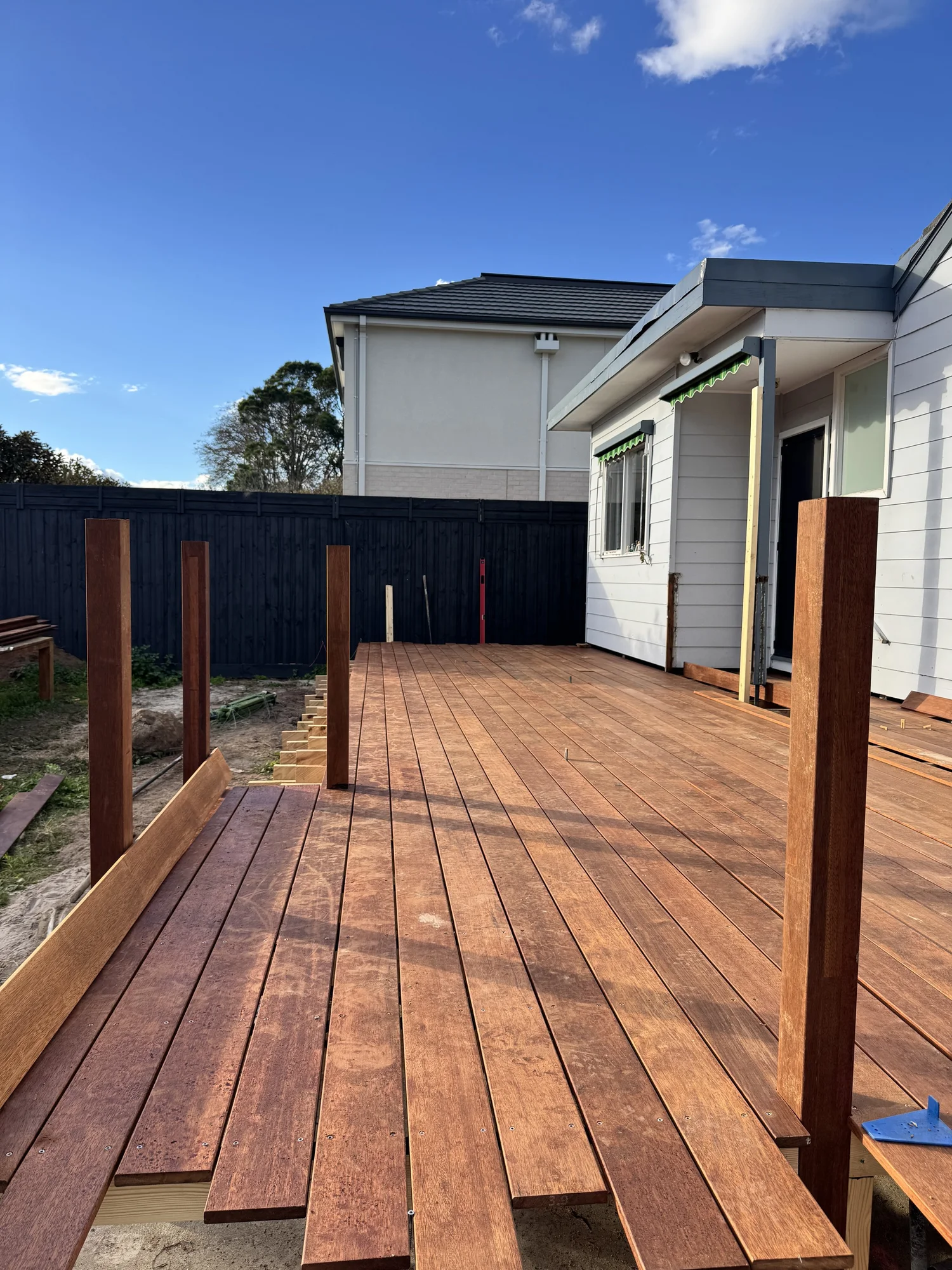 Merbau hardwood deck with posts