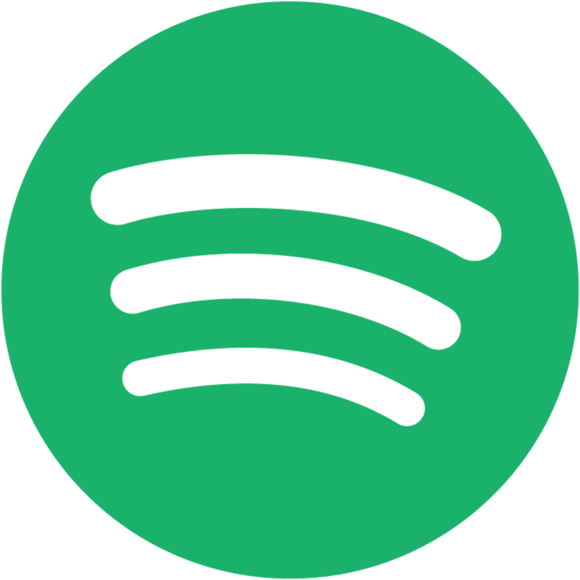Green circle with black curved lines representing the Spotify logo.