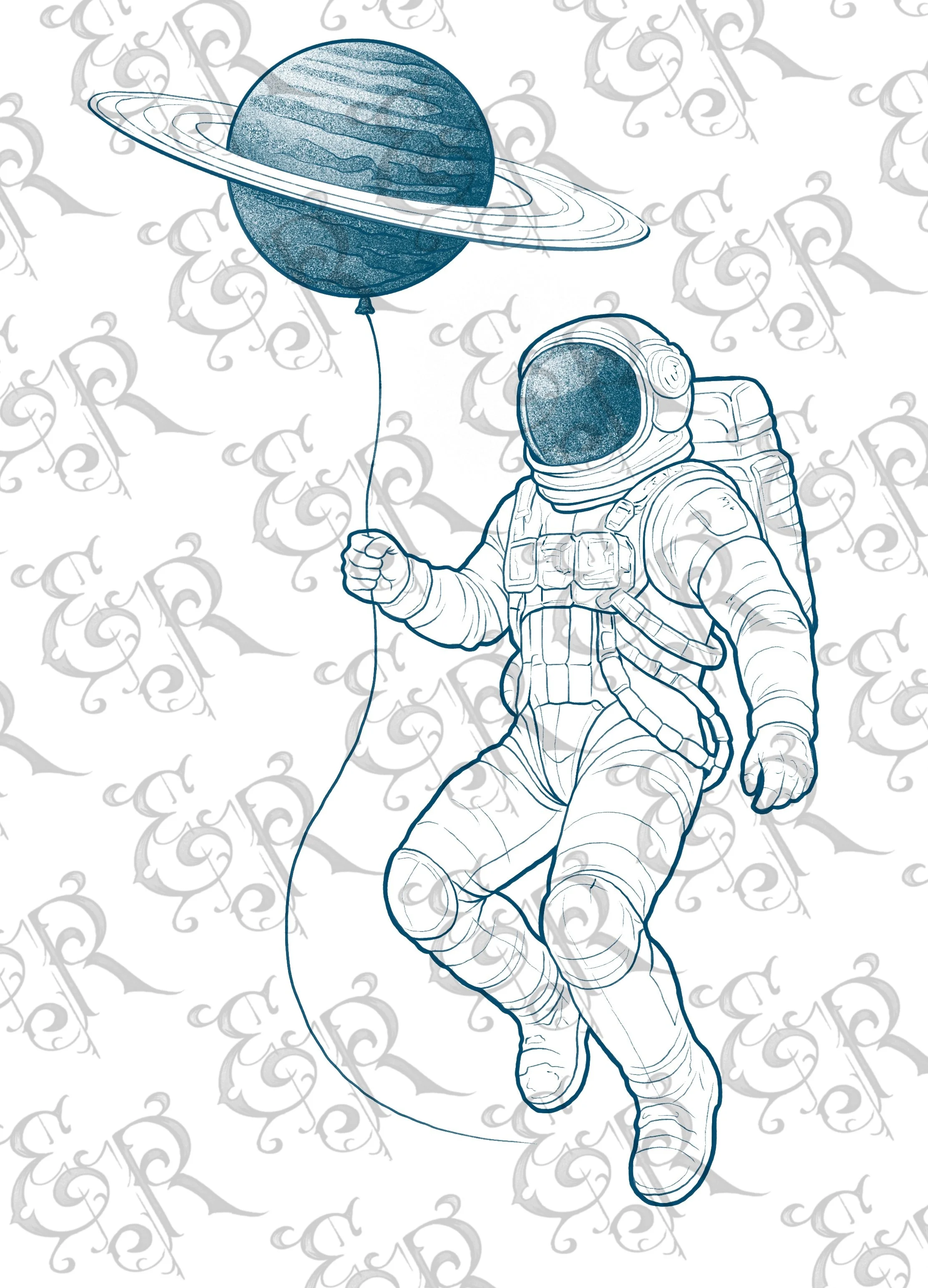 -Space flash designs- space astronaut planet saturn cow abducted ufo tattoo color black grey