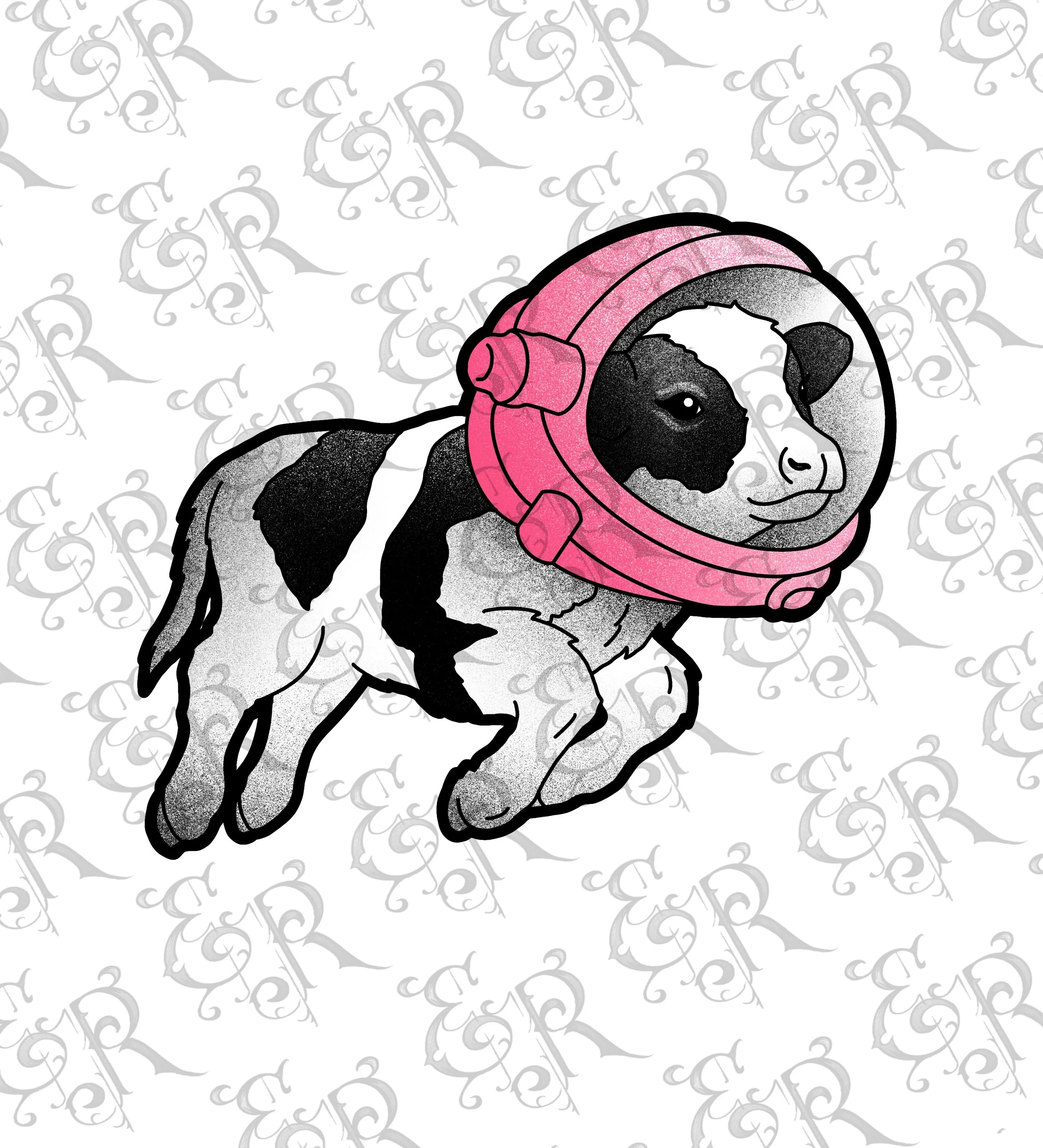-Space flash designs- space cow sabrina carpenter tattoo color black grey