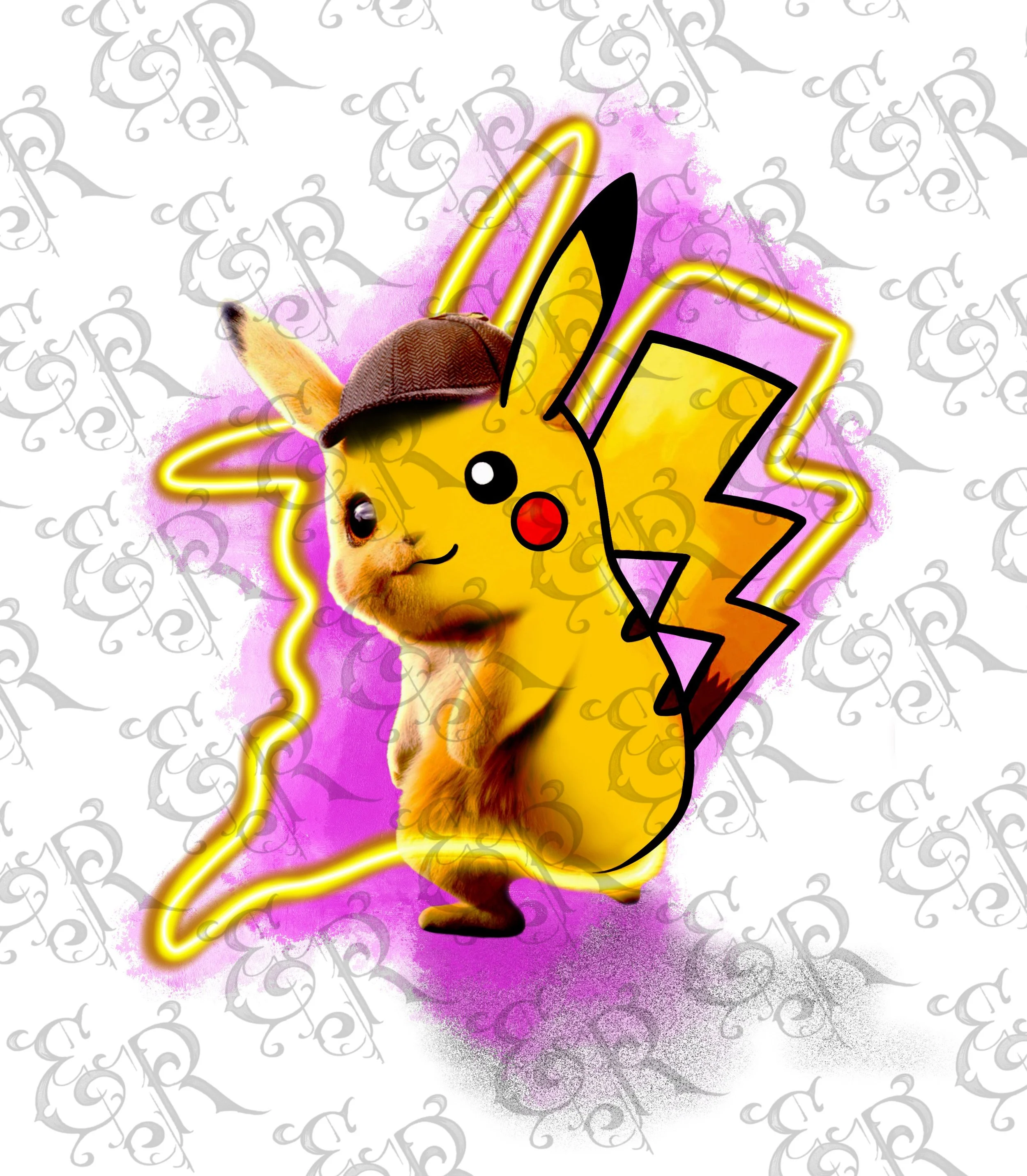 -Pokémon flash designs- pikachu detective tattoo color black grey
