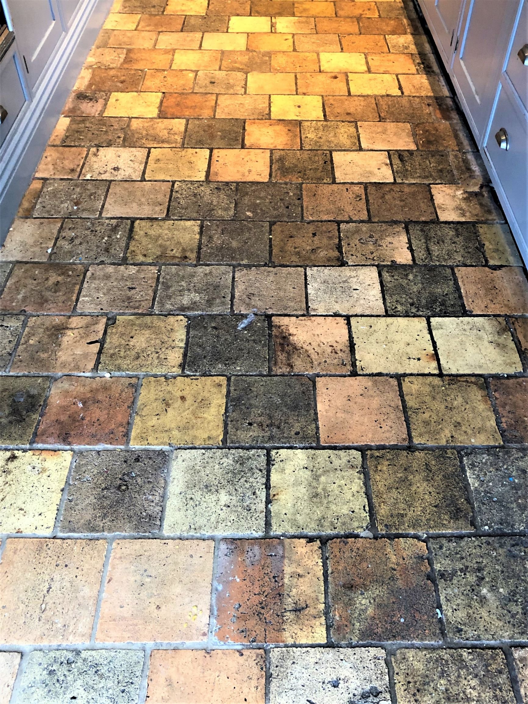 cleaning old terracotta tiles