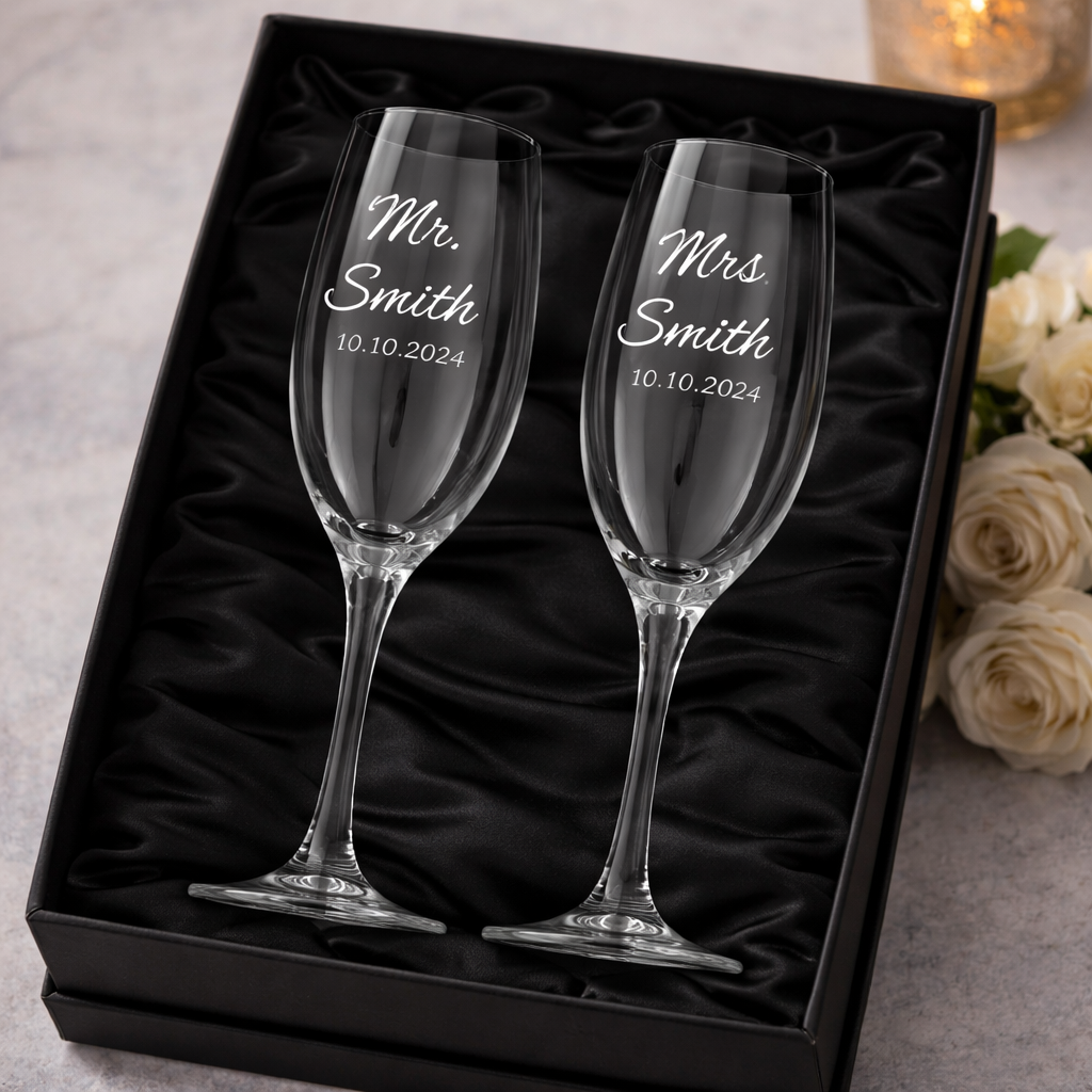 Custom Wedding Champagne Glasses