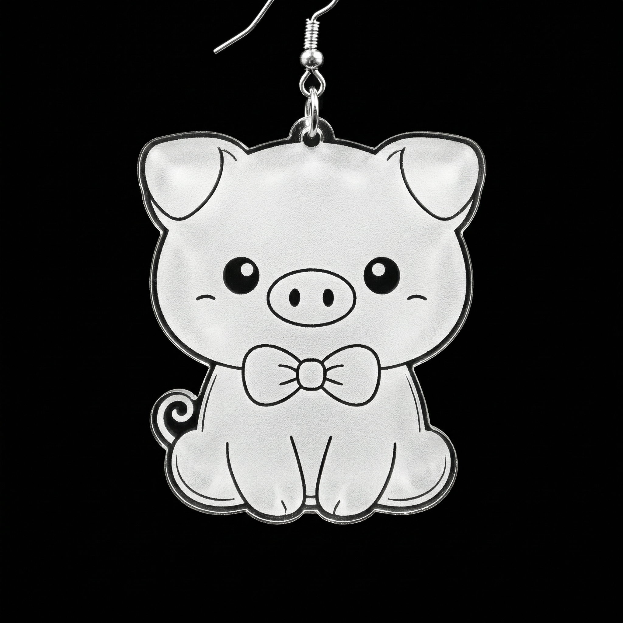Laser Cut Clear Acrylic Pig Earrings