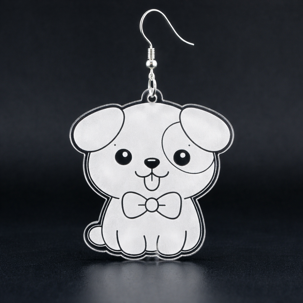 Laser Cut Translucent Acrylic Puppy Earrings