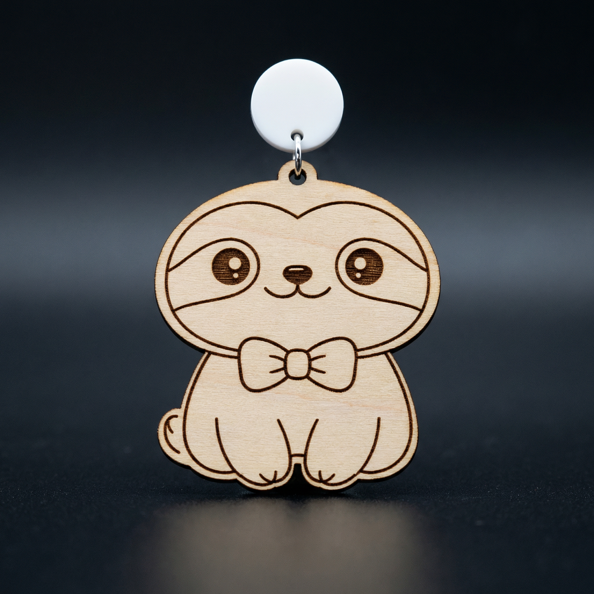 Laser Cut 3mm Plywood Sloth Earrings
