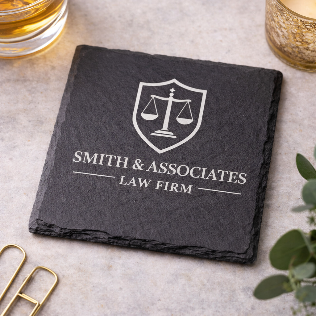 Custom Etched Branded Slate Coasters