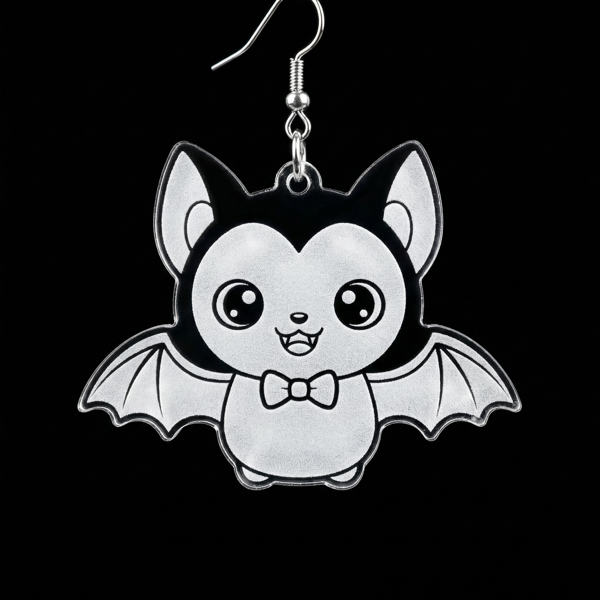 Laser Cut Clear Acrylic Bat Earrings