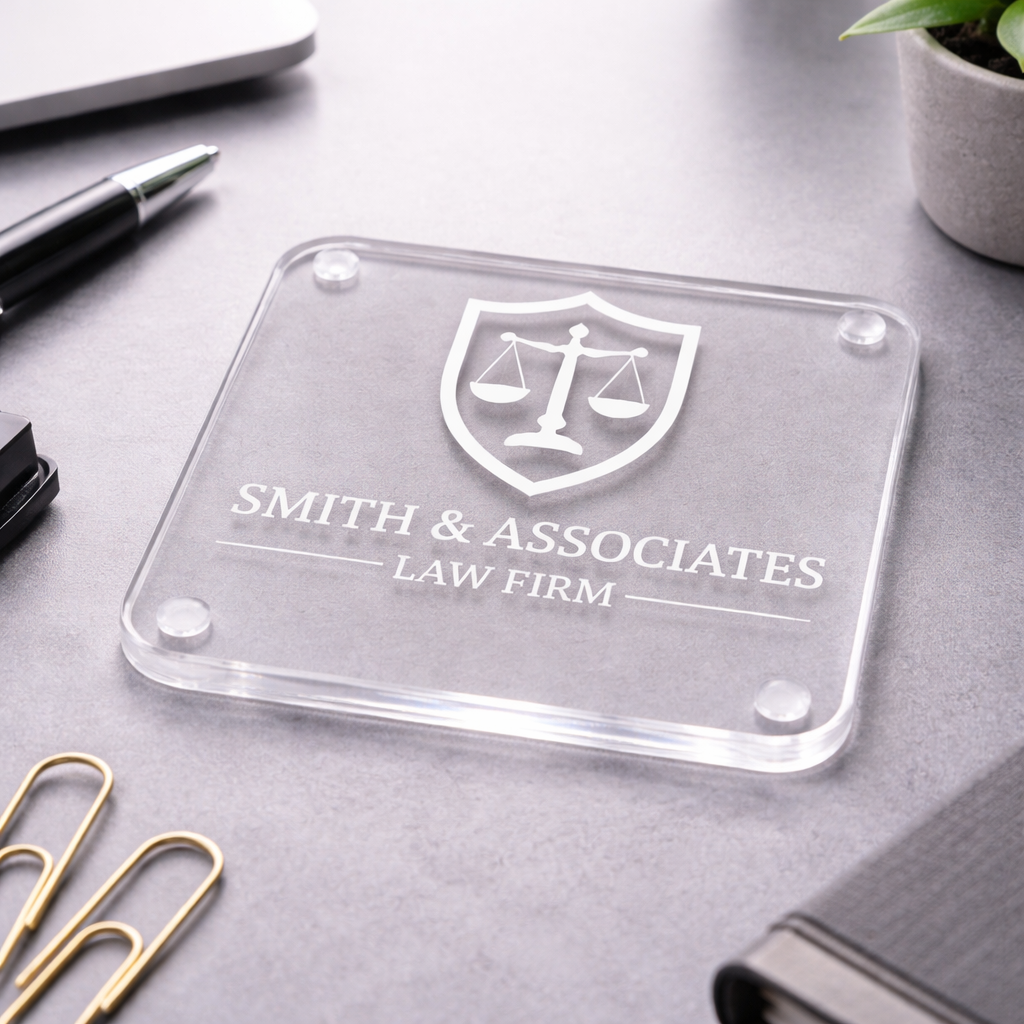 Custom Etched Branded Acrylic Coasters