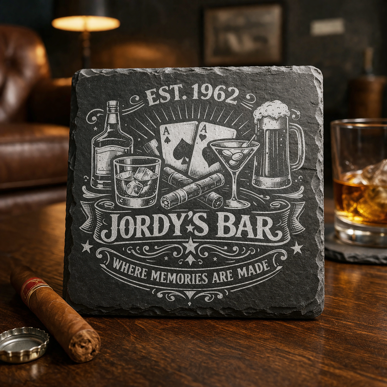 Custom Etched Gift Slate Coasters