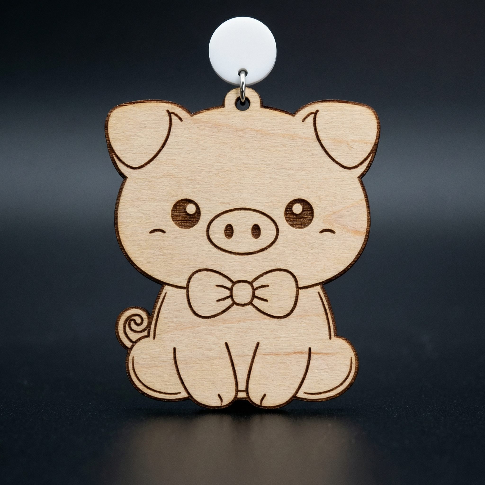 Laser Cut 3mm Plywood Pig Earrings