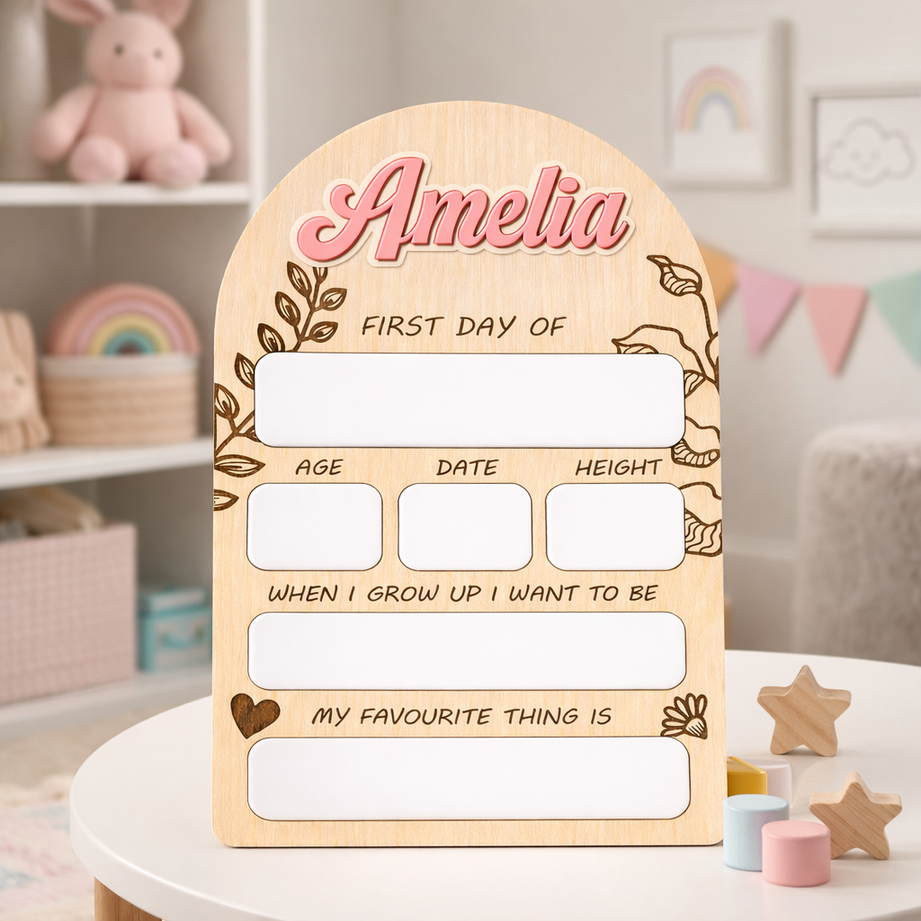 Personalised First Day Milestone Board