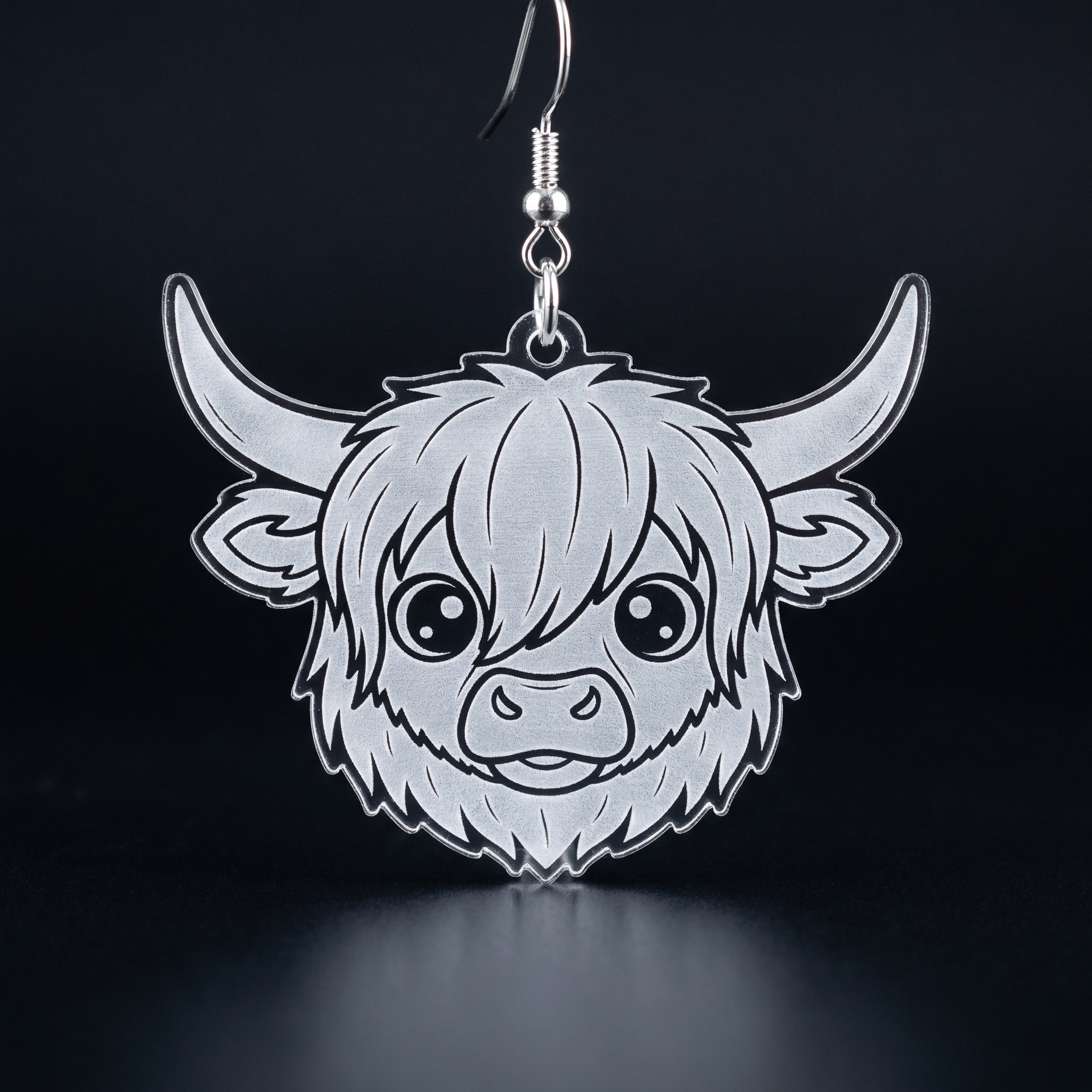 Laser Cut Translucent Acrylic Cow Earrings